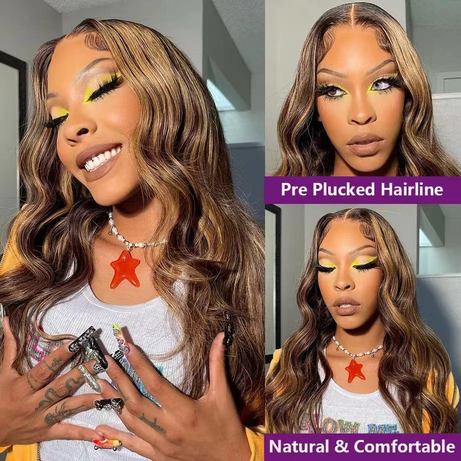 Womens Piano-Color Long Curly Hair Wigs With Big Waves In Synthetic Fiber
