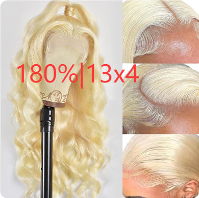 Hand-woven Front Lace Synthetic Wigs Golden Big Wave Long Curly Hair