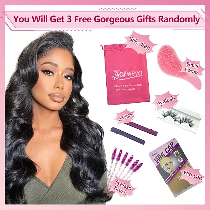 Aaliweya 5x5 Closure Wigs Human Hair Body Wave HD Lace Natural Black 30inch