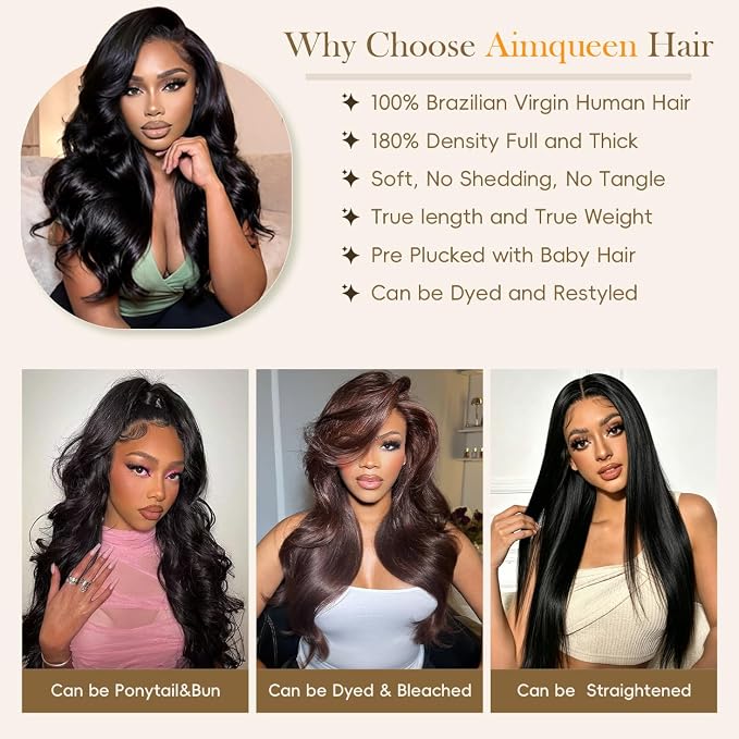 28 Inch Body Wave Human Hair Wig 13x6 HD Lace Frontal Glueless Wigs