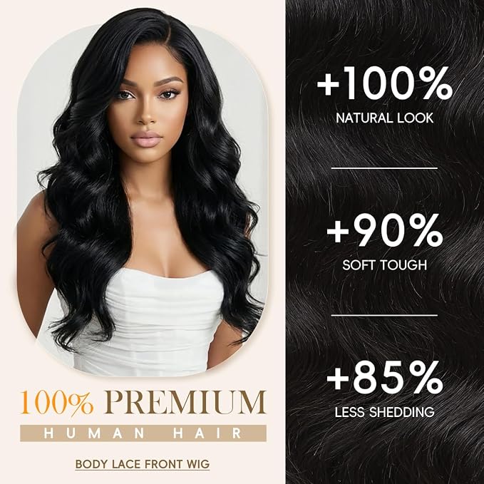 28 Inch Body Wave Human Hair Wig 13x6 HD Lace Frontal Glueless Wigs