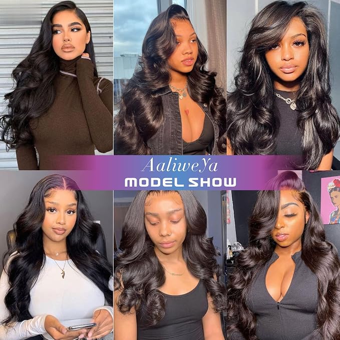 Aaliweya 5x5 Closure Wigs Human Hair Body Wave HD Lace Natural Black 30inch