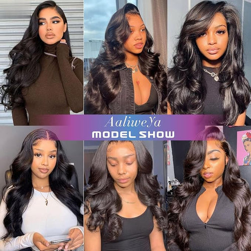 Aaliweya 5x5 Closure Wigs Human Hair Body Wave HD Lace Natural Black 30inch
