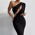 One-shoulder Long Sleeve Waist-baring Dress