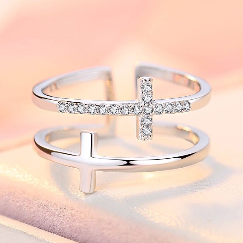 Double Cross Miniature Copper Ring